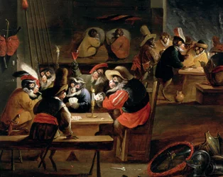 Singes dans une taverne, détail du jeu de cartes (détail de 64505)